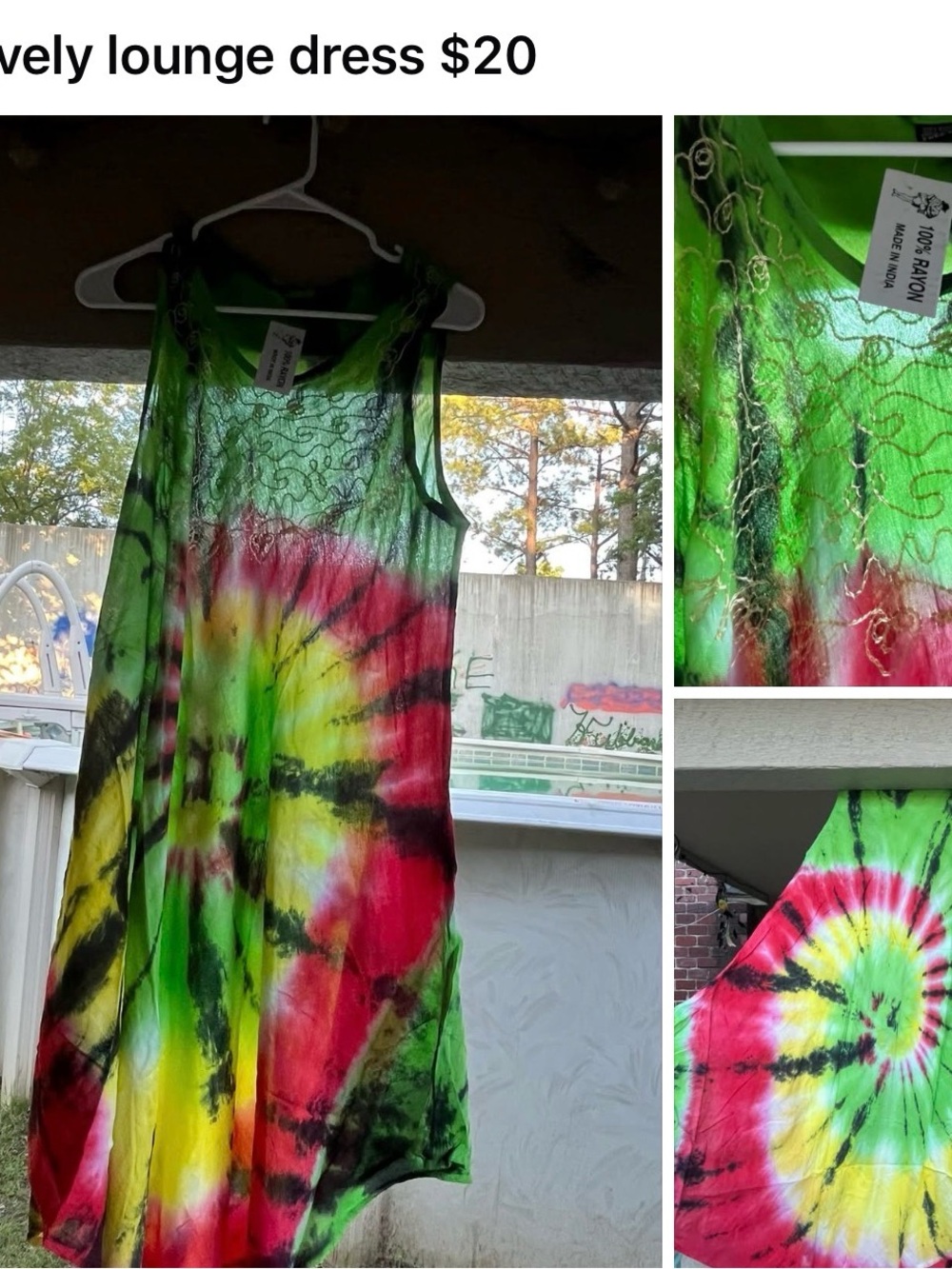 Colorful Tie-Dye Maxi Dress - Green, Yellow, Pink